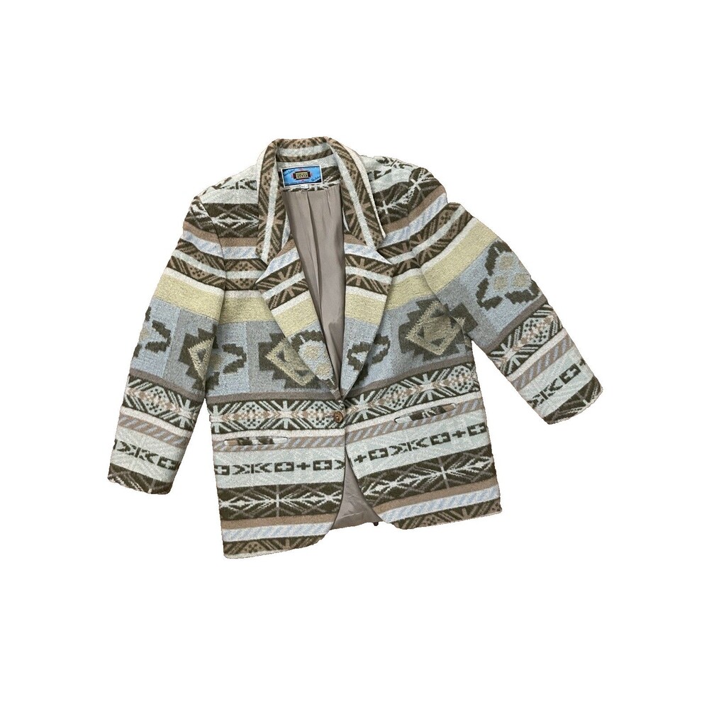 Maurizio Ramani VTG Southwest Aztec Tapestry Jacket XL Wool Blend Made in USA - Picture 3 of 16